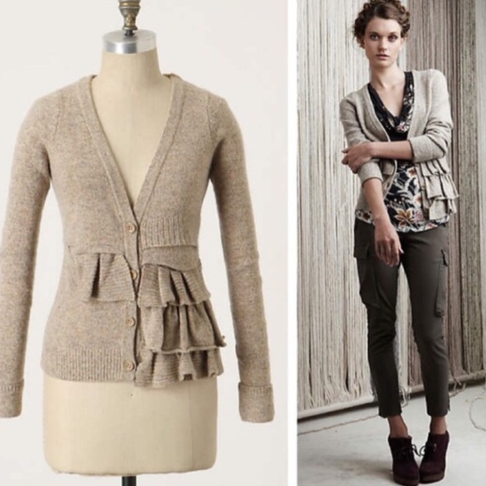 Anthropologie Moth Ruffle Cardigan